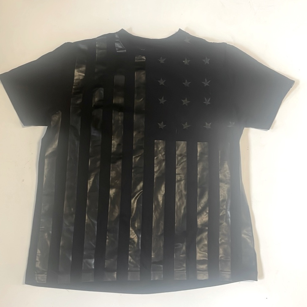 Hudson jeans mens XXL black t-shirt with black American flag